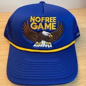 Field Grade No Free Game Eagle Trucker Hat Royal Blue Snapback Mesh Cap NYC